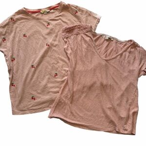 Lot of 2 Boden Cotton Short Sleeve pink tops small / 6
